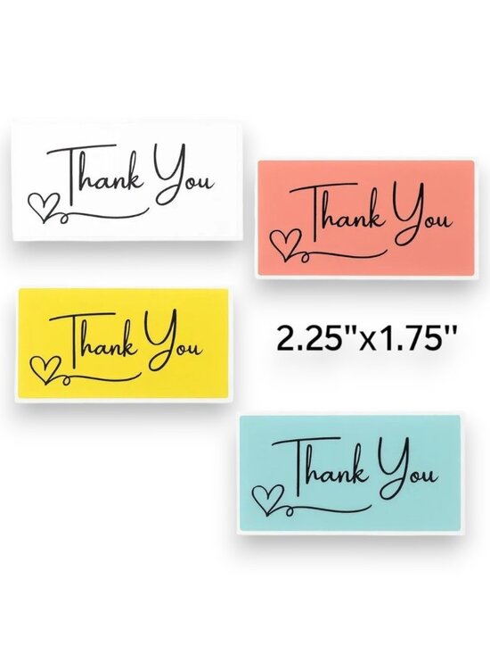 Handmade Other - 200 Thank You Stickers, Rectangle 2.25"x1.75", Multicolor Small Business